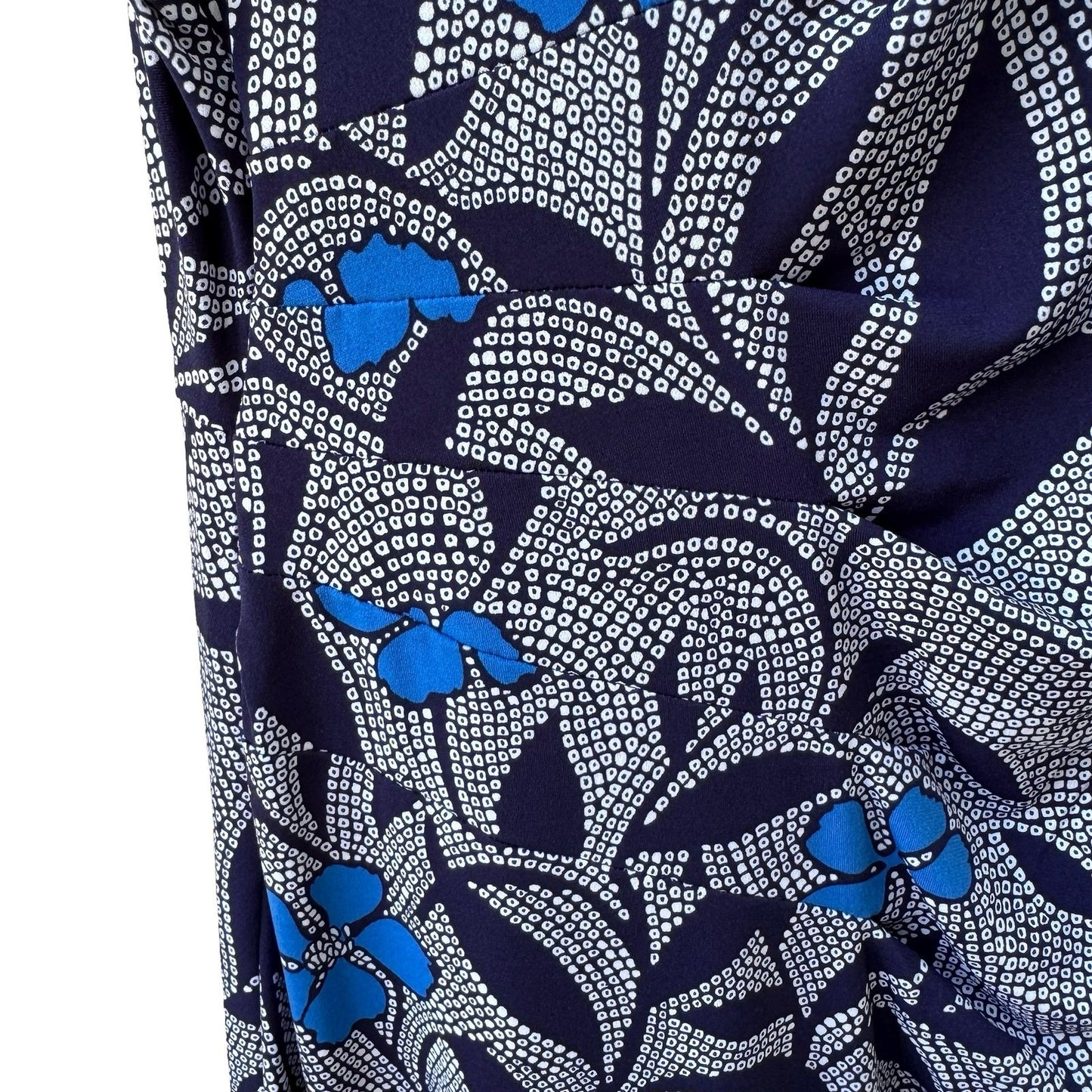 Chaus New York Batik Shibori Floral Draped Jersey Flowy Sheath Dress Navy XL NWT