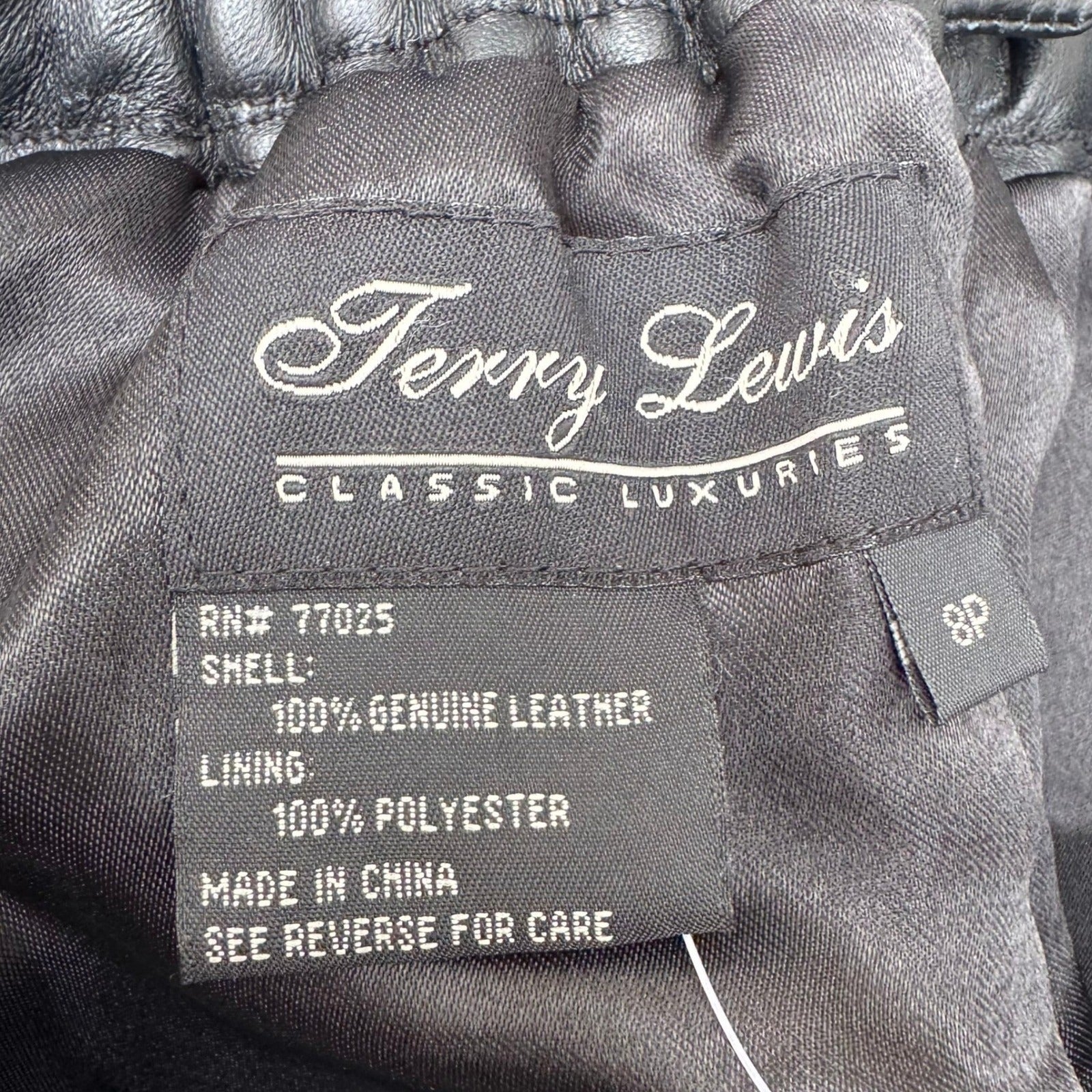 Terry Lewis Classic Luxuries Black Genuine Leather Pencil Skirt 8P New T5016-030