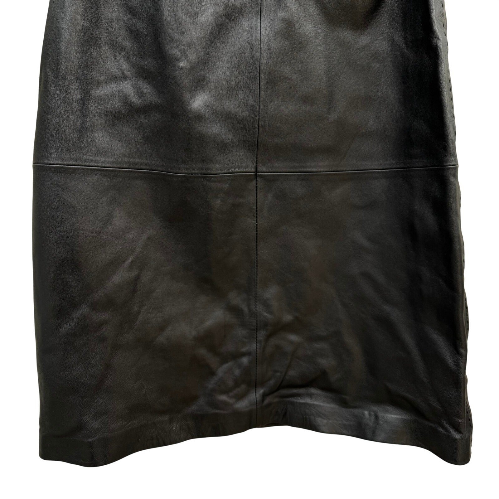 Terry Lewis Classic Luxuries Black Genuine Leather Pencil Skirt 8P New T5016-030