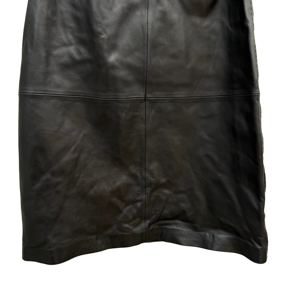 Terry Lewis Classic Luxuries Black Genuine Leather Pencil Skirt 8P New T5016-030
