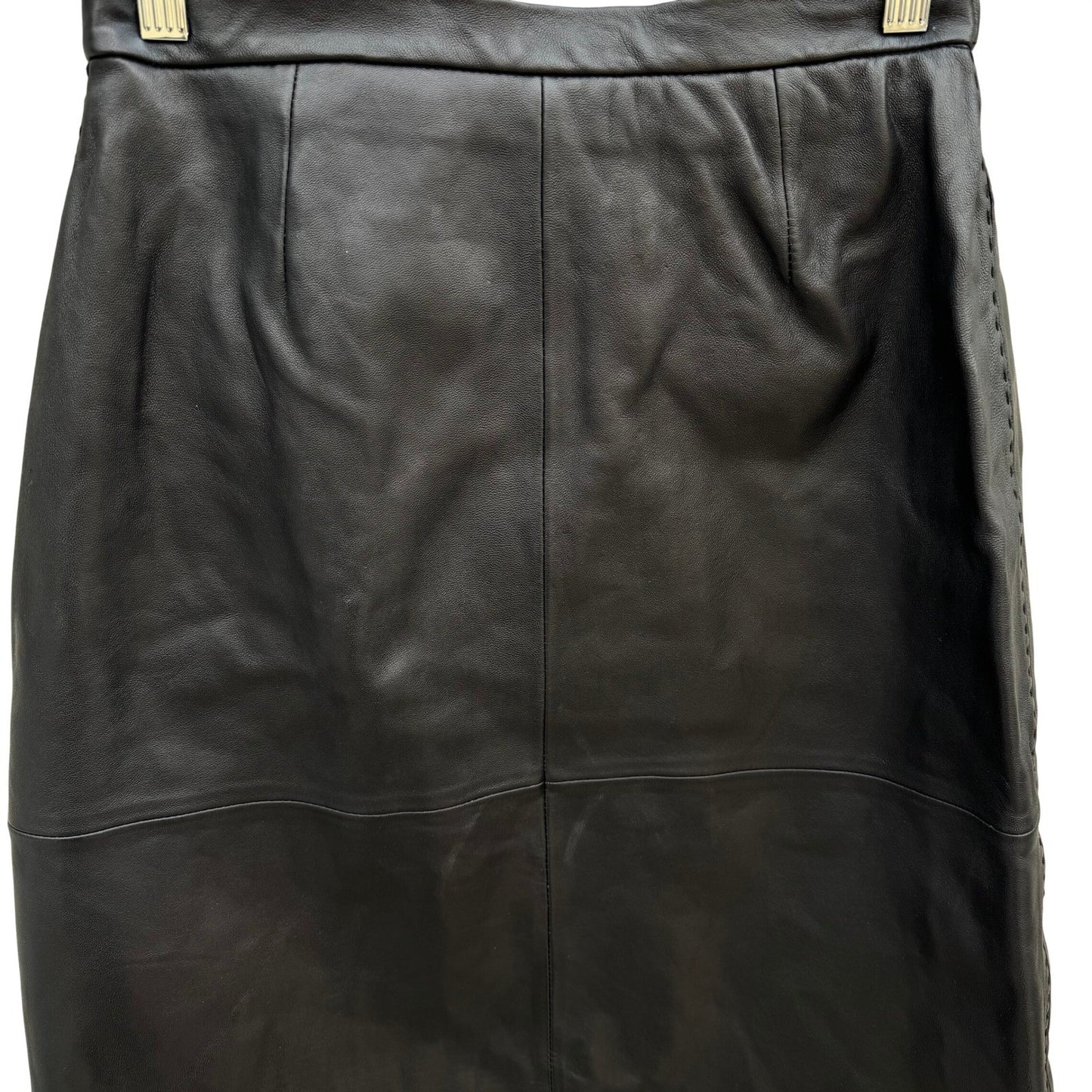 Terry Lewis Classic Luxuries Black Genuine Leather Pencil Skirt 8P New T5016-030
