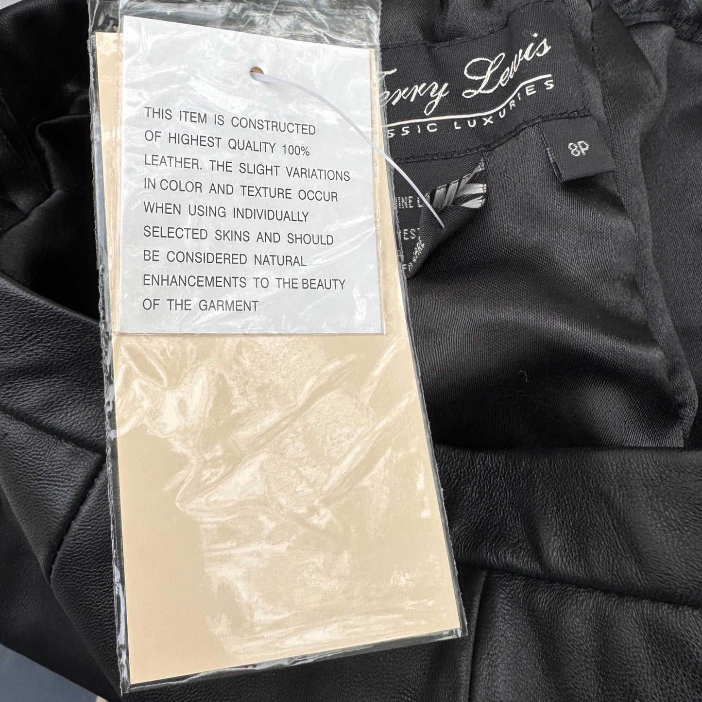 Terry Lewis Classic Luxuries Black Genuine Leather Pencil Skirt 8P New T5016-030