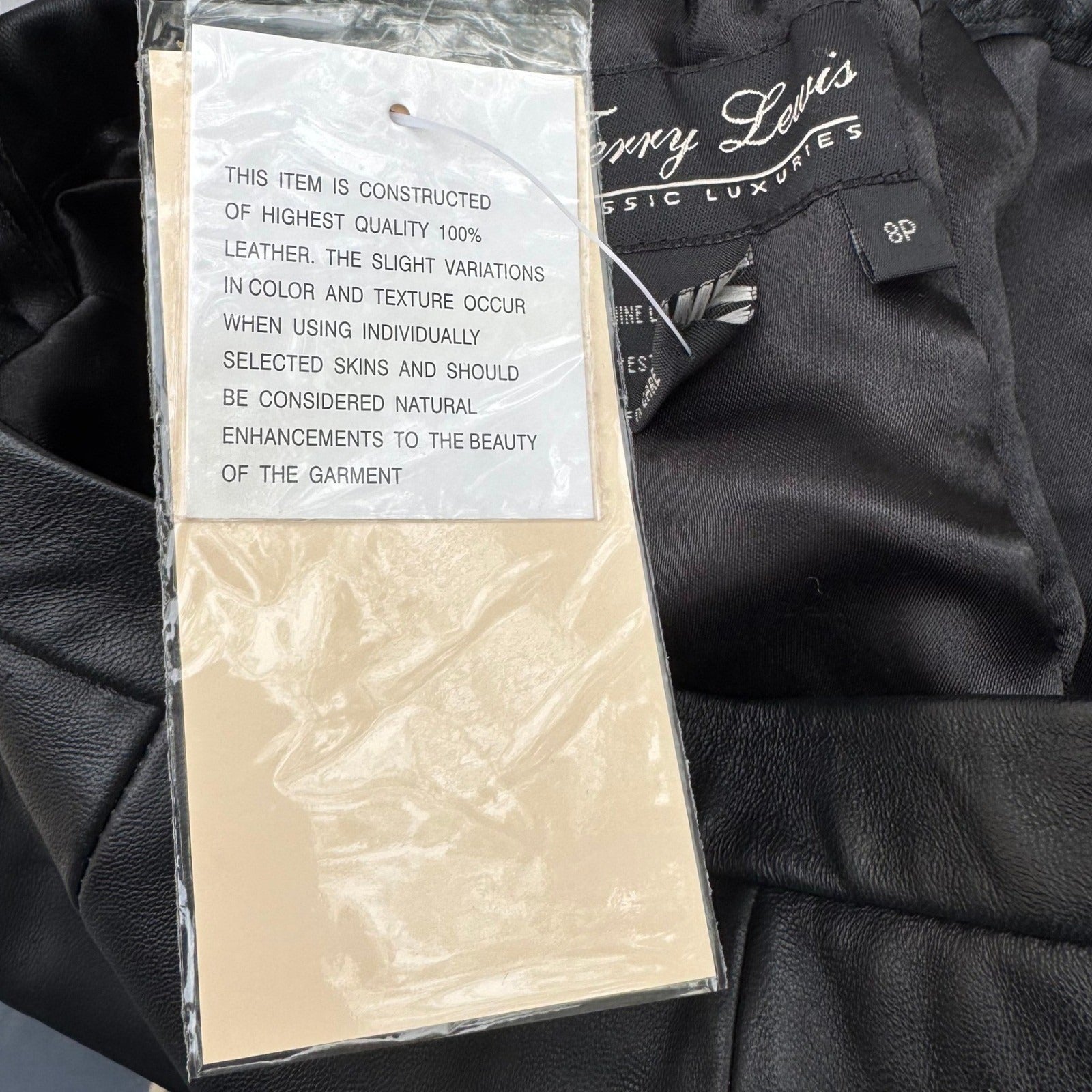 Terry Lewis Classic Luxuries Black Genuine Leather Pencil Skirt 8P New T5016-030