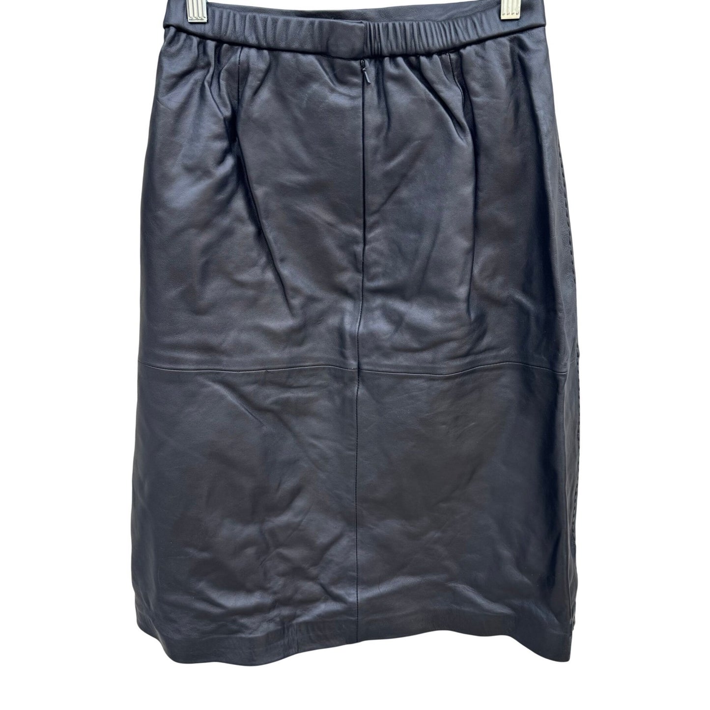 Terry Lewis Classic Luxuries Black Genuine Leather Pencil Skirt 8P New T5016-030