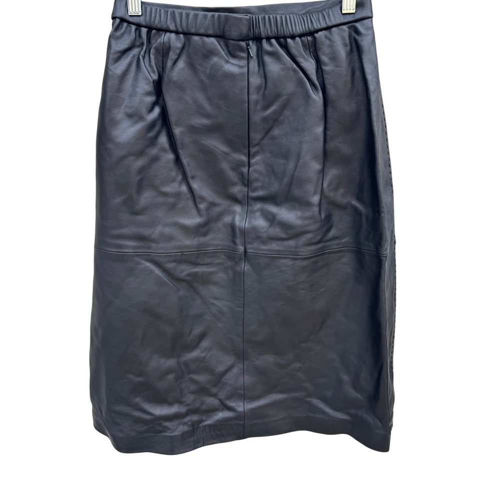 Terry Lewis Classic Luxuries Black Genuine Leather Pencil Skirt 8P New T5016-030