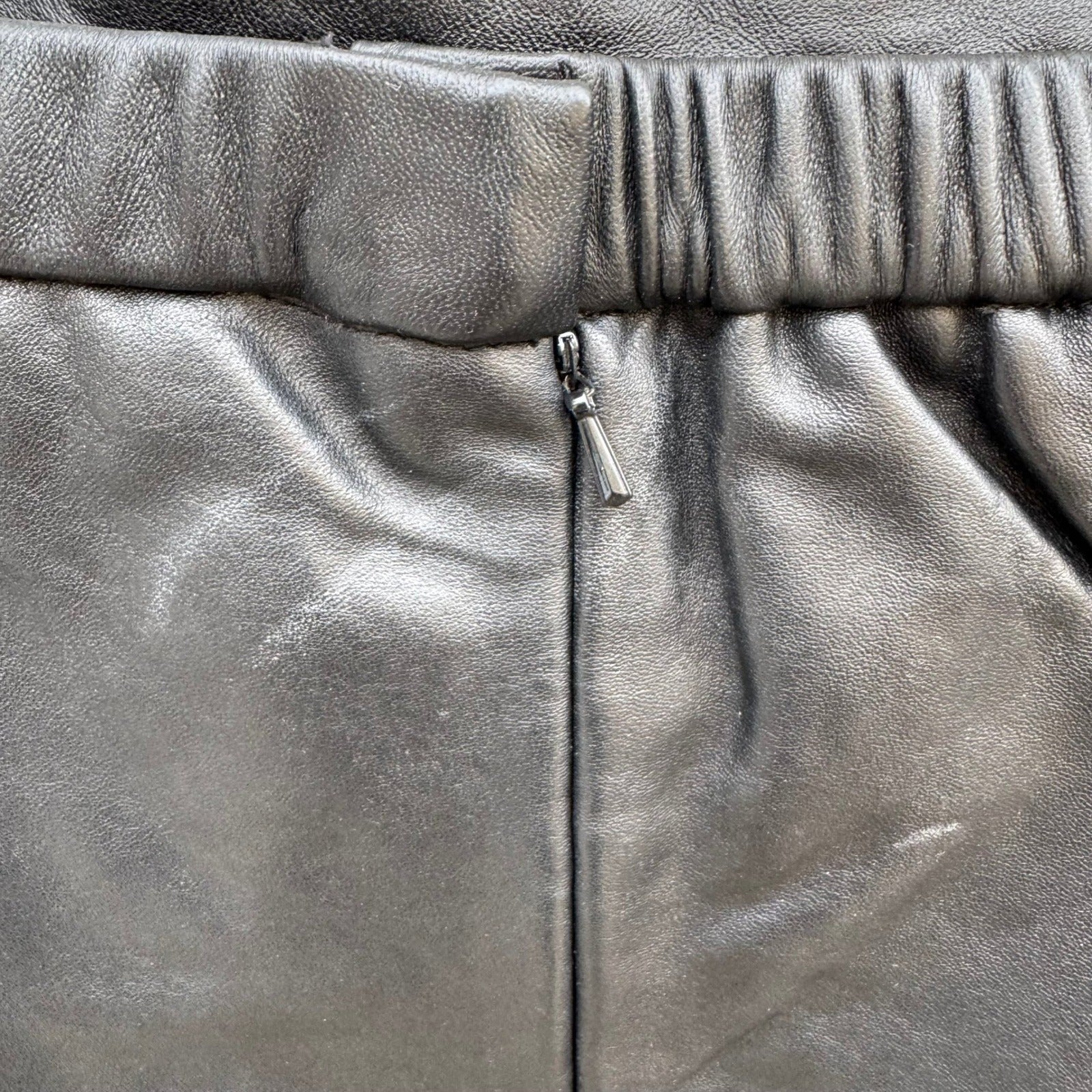 Terry Lewis Classic Luxuries Black Genuine Leather Pencil Skirt 8P New T5016-030