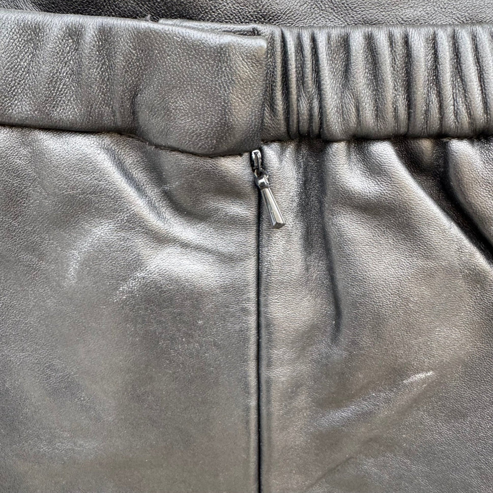 Terry Lewis Classic Luxuries Black Genuine Leather Pencil Skirt 8P New T5016-030