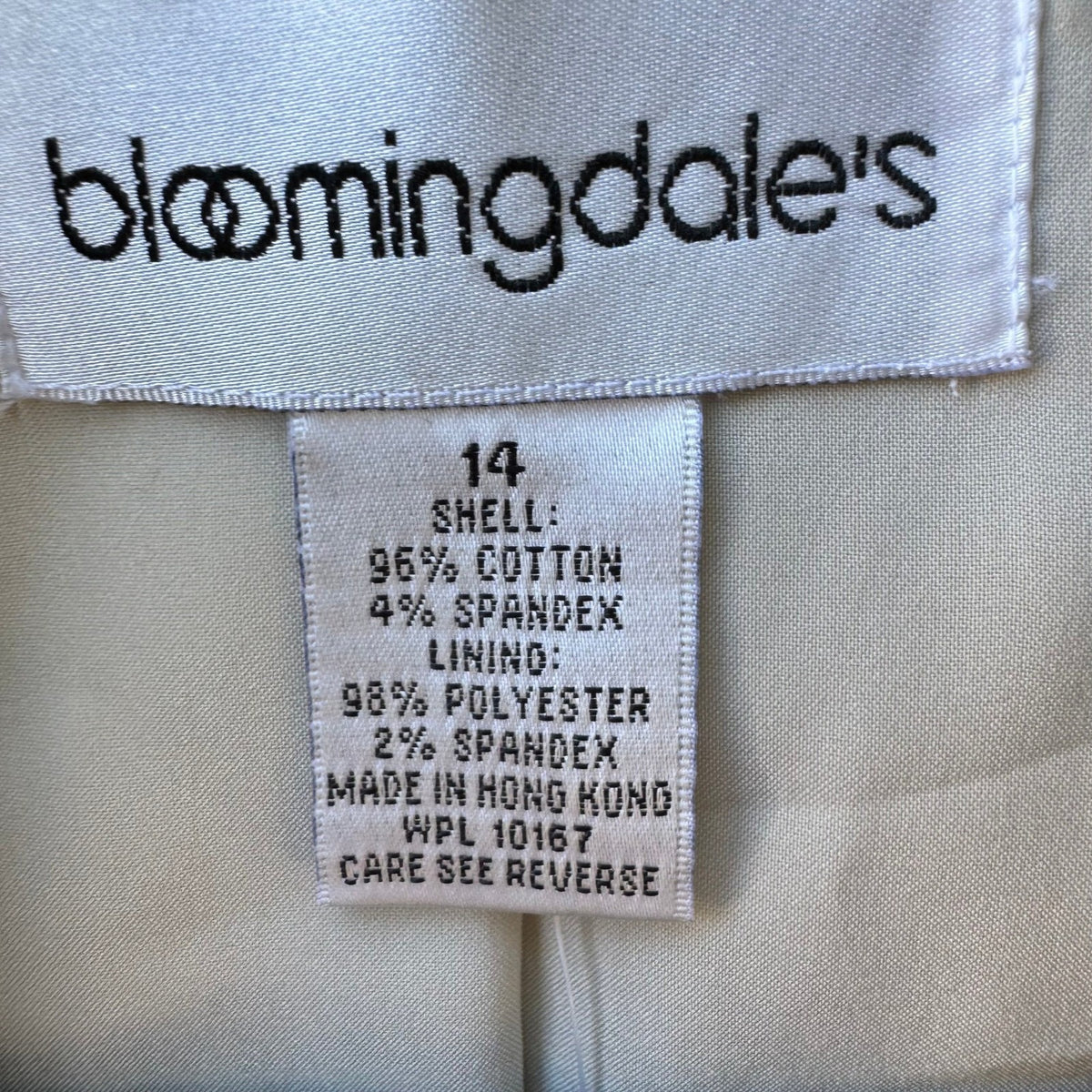 Bloomingdales Quiet Luxury Tailored Minimalist Cotton Blend Blazer Tan Womens 14