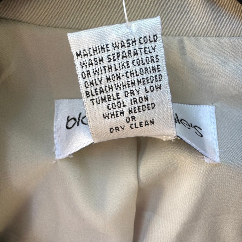 Bloomingdales Quiet Luxury Tailored Minimalist Cotton Blend Blazer Tan Womens 14