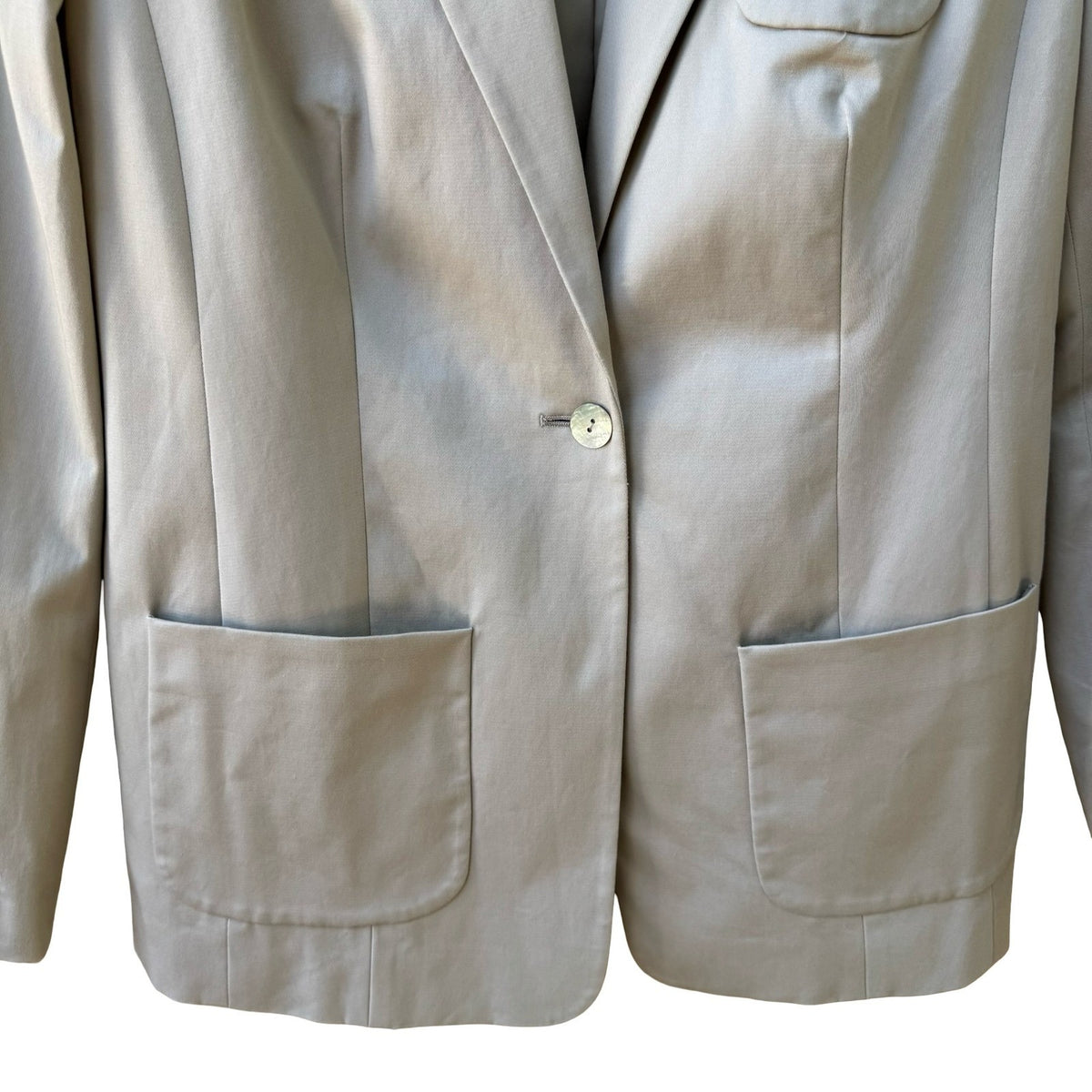 Bloomingdales Quiet Luxury Tailored Minimalist Cotton Blend Blazer Tan Womens 14