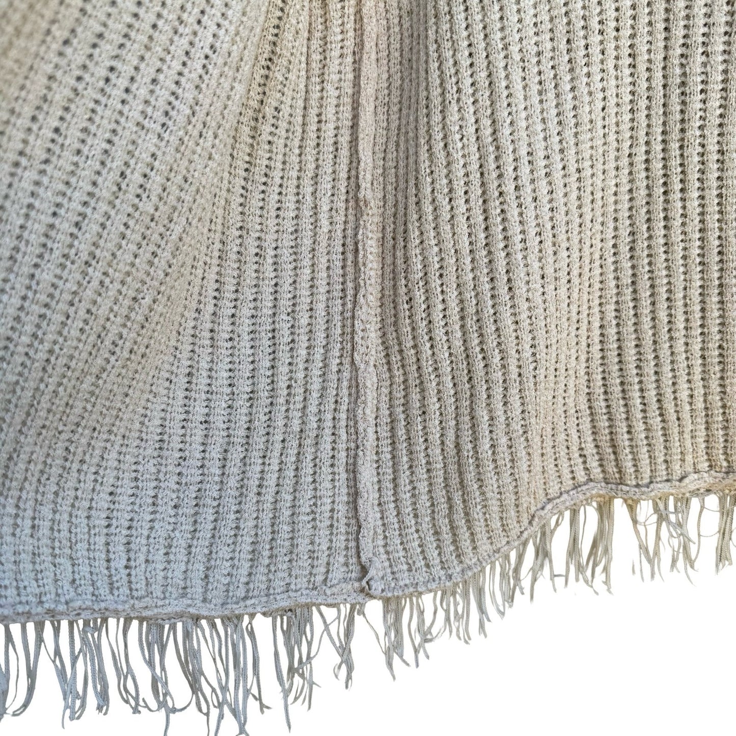 United States Sweaters Boho Coastal Minimalist Pointelle Fringe Cardigan M NWT