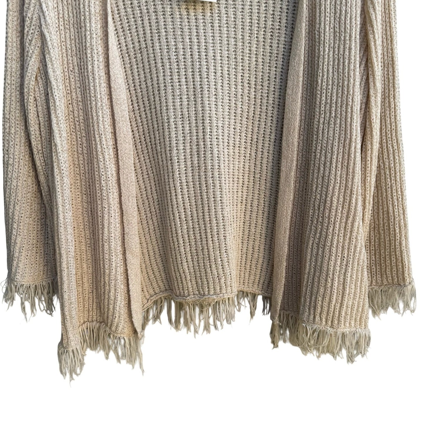 United States Sweaters Boho Coastal Minimalist Pointelle Fringe Cardigan M NWT