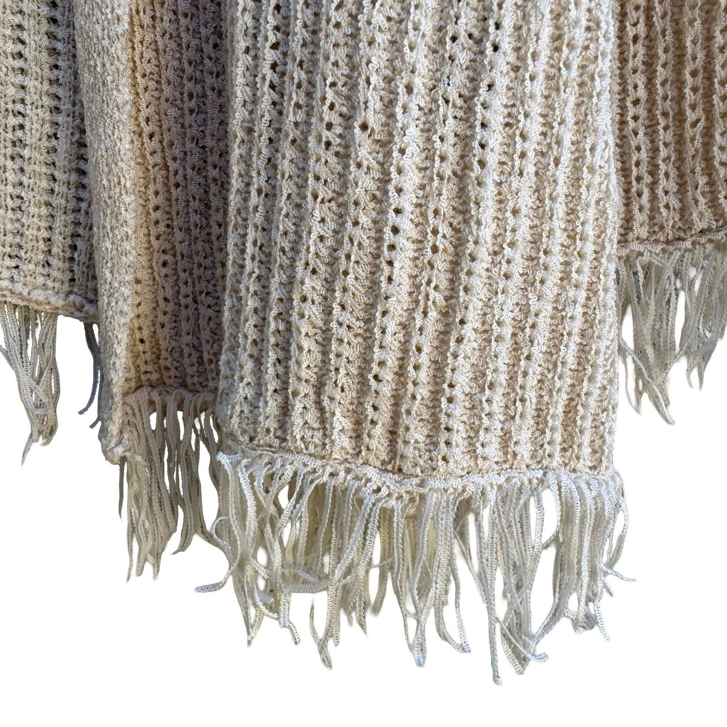 United States Sweaters Boho Coastal Minimalist Pointelle Fringe Cardigan M NWT