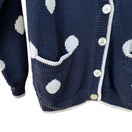 Switch JL Plum Vintage Womens Navy V Neck Cottage Polka Dot Knit Preppy Cardigan Sweater L 2 image