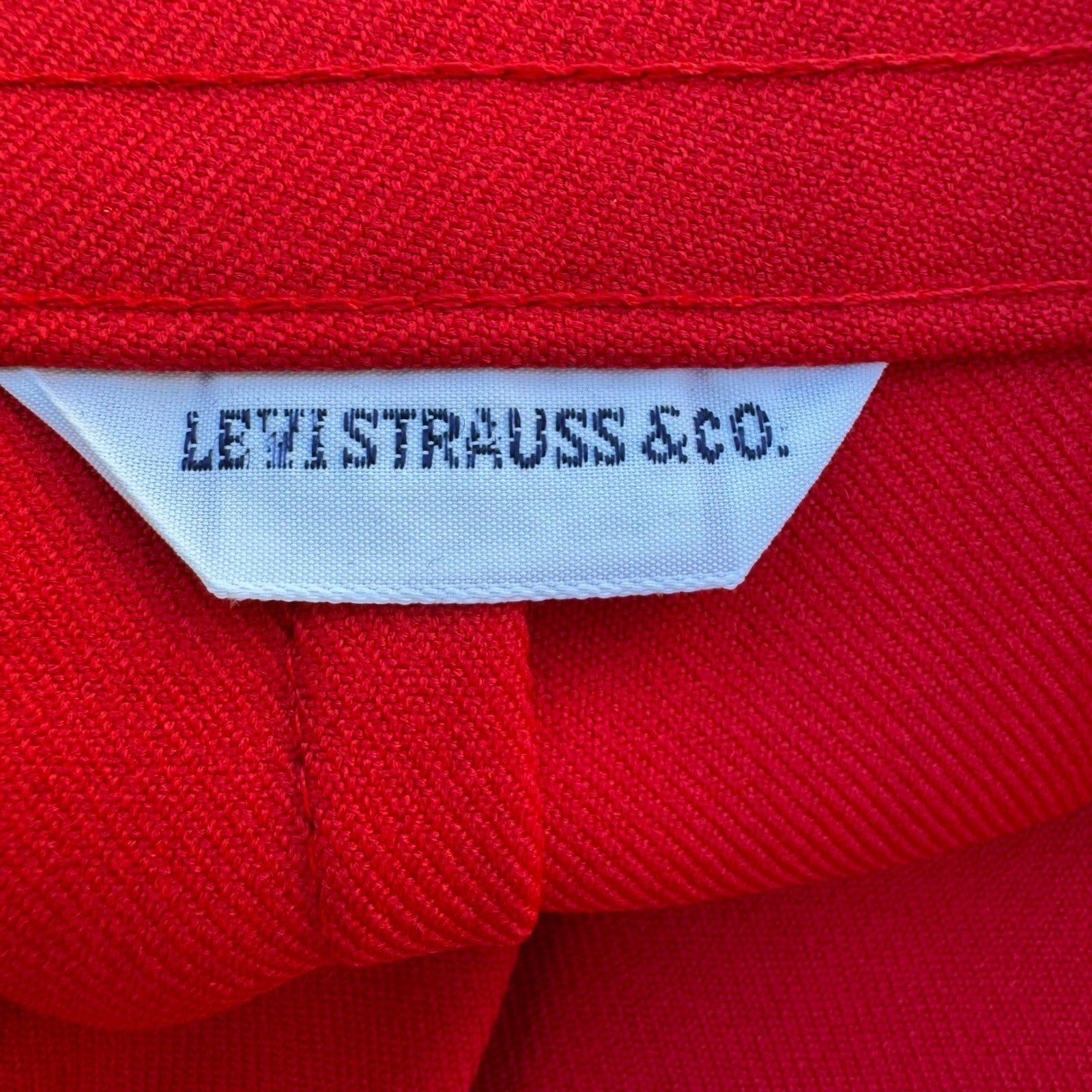 Levis Vintage 70s Red High Waisted Trousers Straight Leg White Tab Pants 26x30.5
