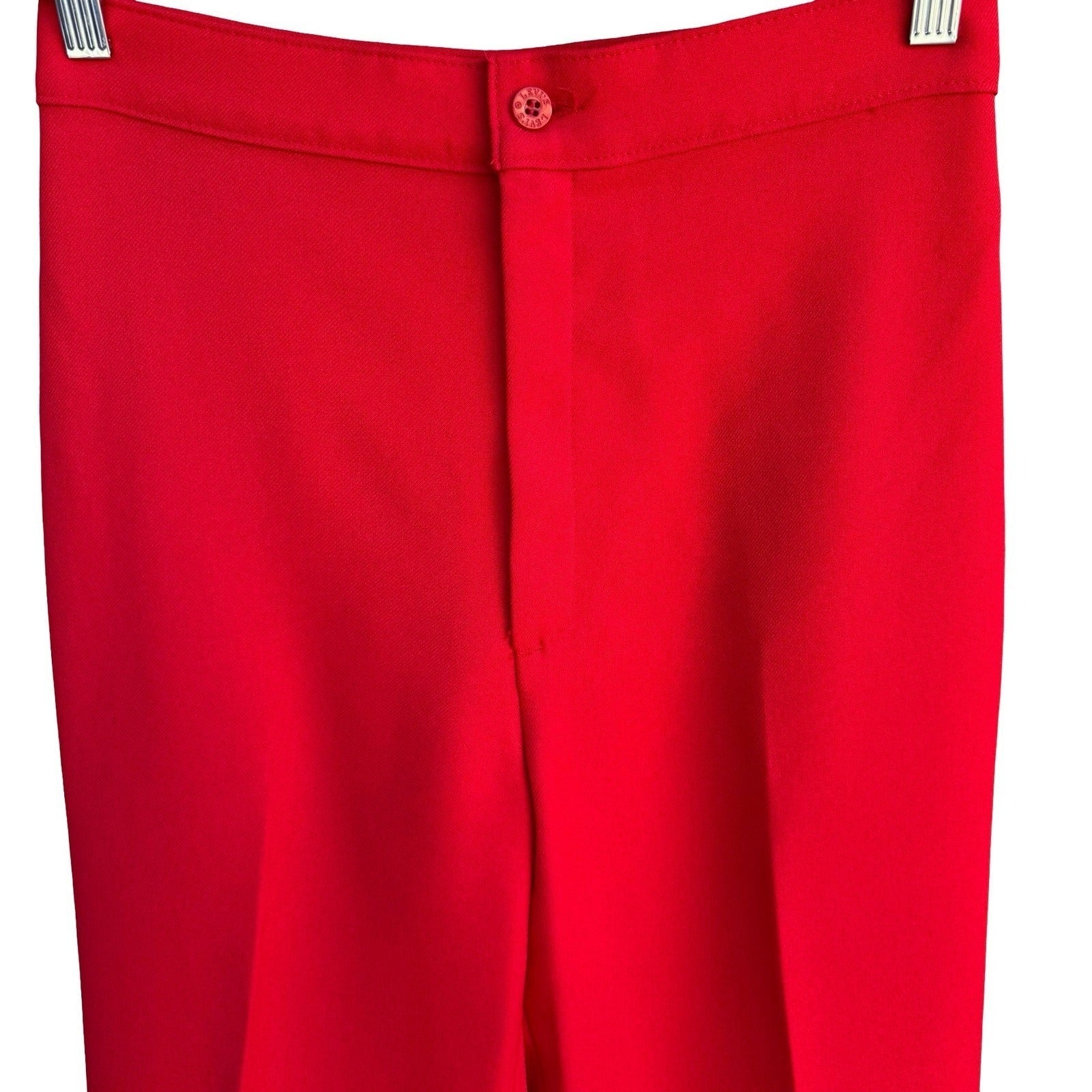Levis Vintage 70s Red High Waisted Trousers Straight Leg White Tab Pants 26x30.5