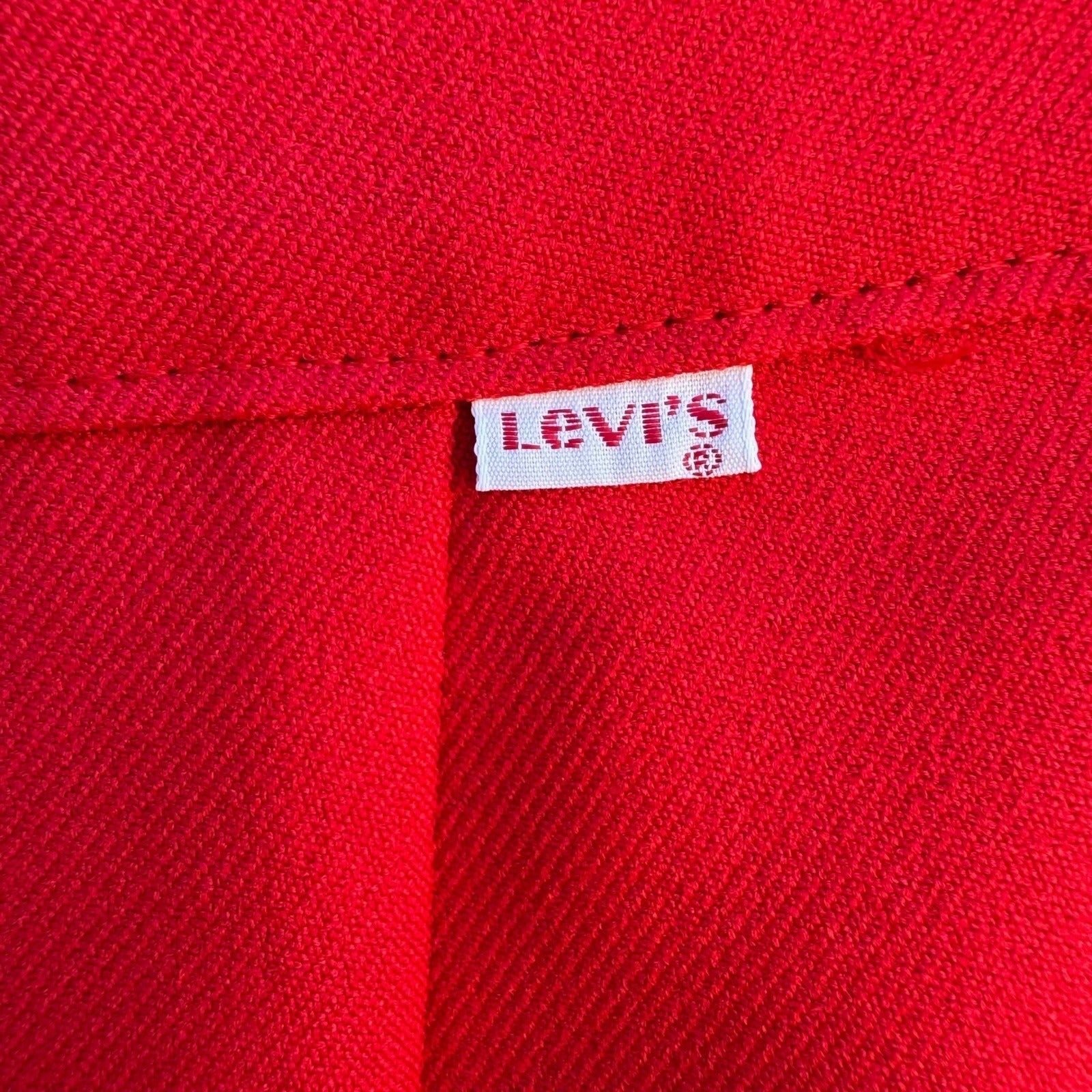 Levis Vintage 70s Red High Waisted Trousers Straight Leg White Tab Pants 26x30.5