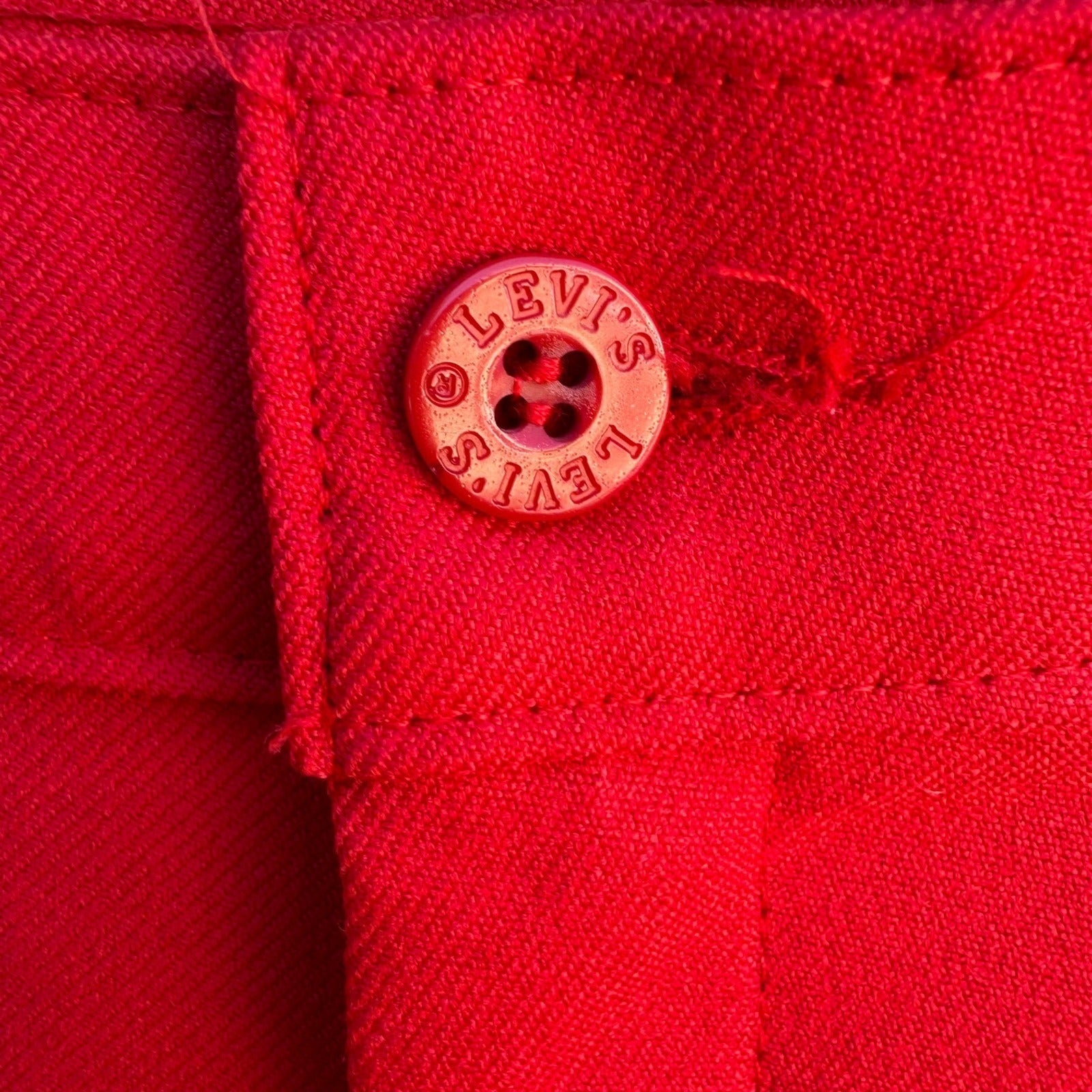Levis Vintage 70s Red High Waisted Trousers Straight Leg White Tab Pants 26x30.5