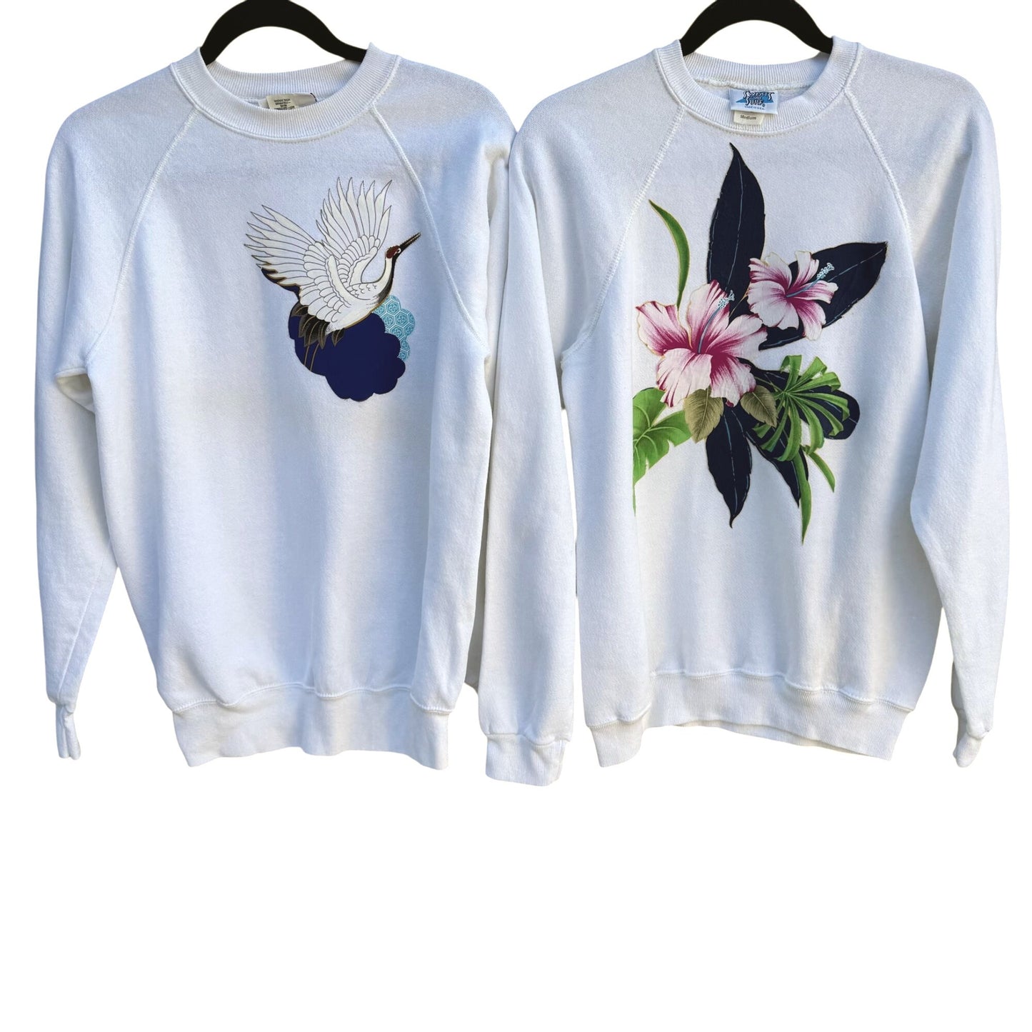 BW Sweats Surf Vintage 80s Hanes Crewneck Cottagecore Floral Granny Sweatshirts