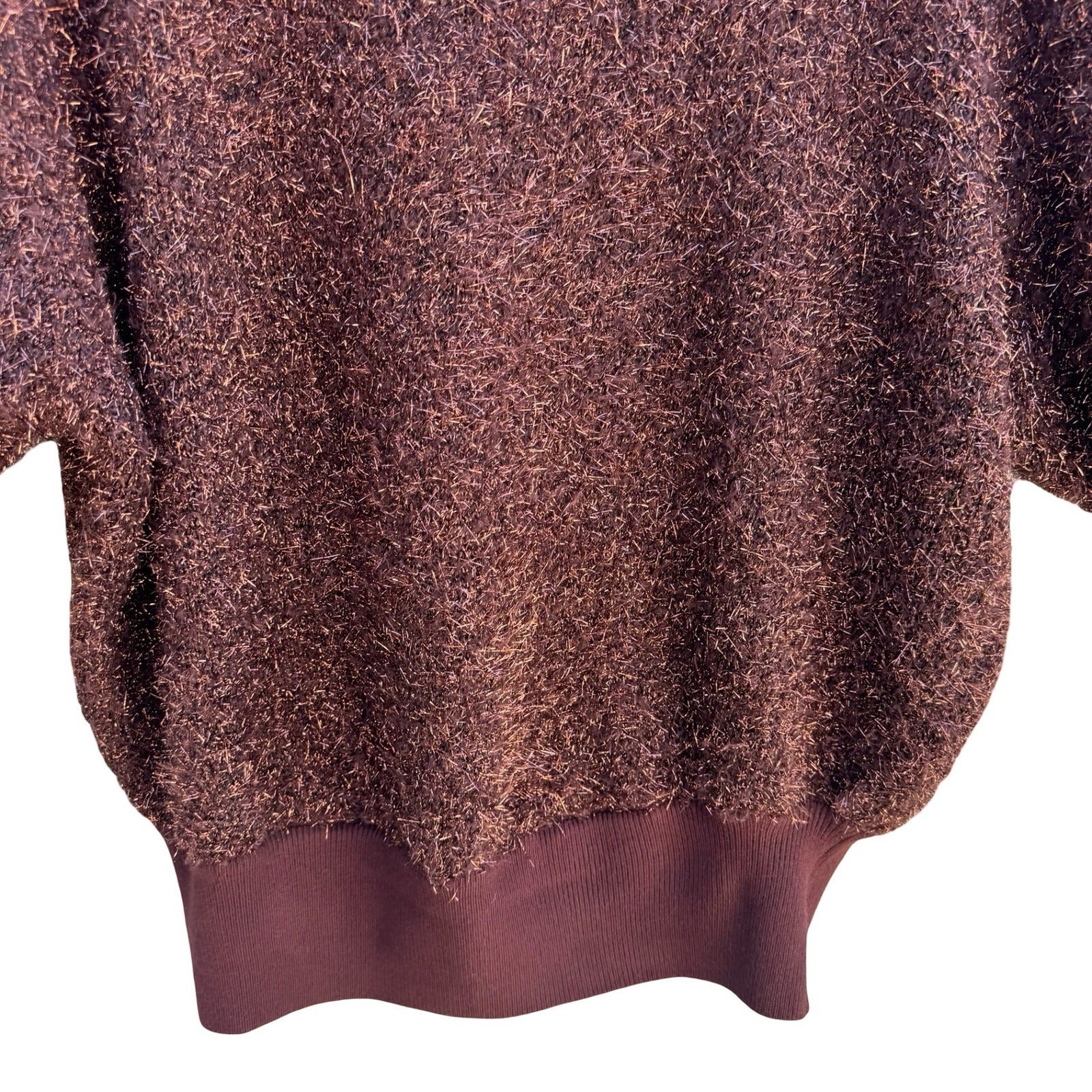 Maeve Anthropologie Violetta Metallic Eyelash Knit Open Back Batwing Sweater M