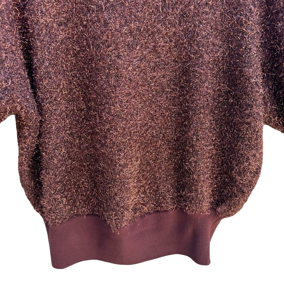 Maeve Anthropologie Violetta Metallic Eyelash Knit Open Back Batwing Sweater M