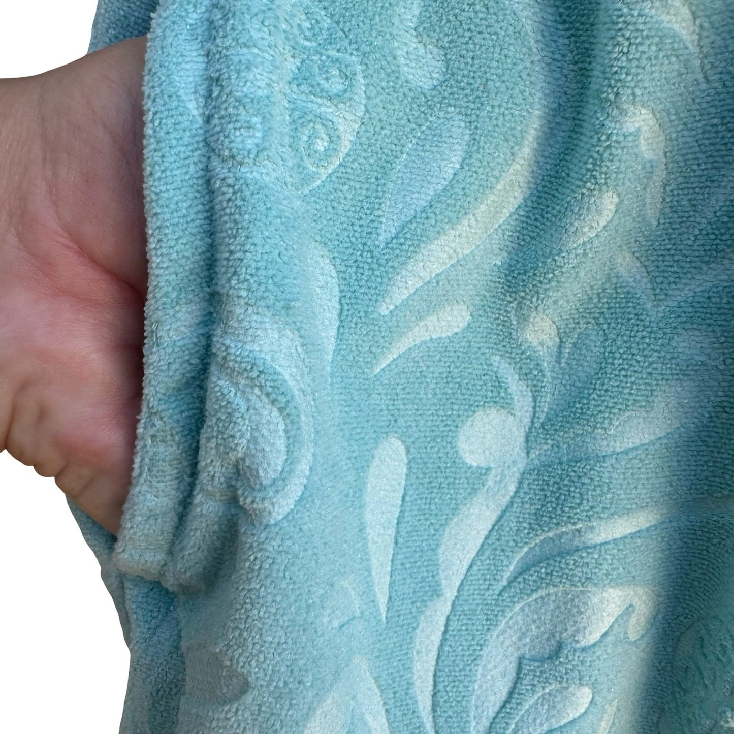 Jaclyn Intimates Aqua Blue Embossed Damask Plush Robe L/XL NEW Cozy Loungewear