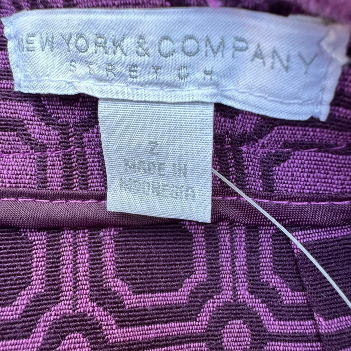 New York & Company Purple Geometric Jacquard Pencil Skirt Grosgrain Trim Size 2