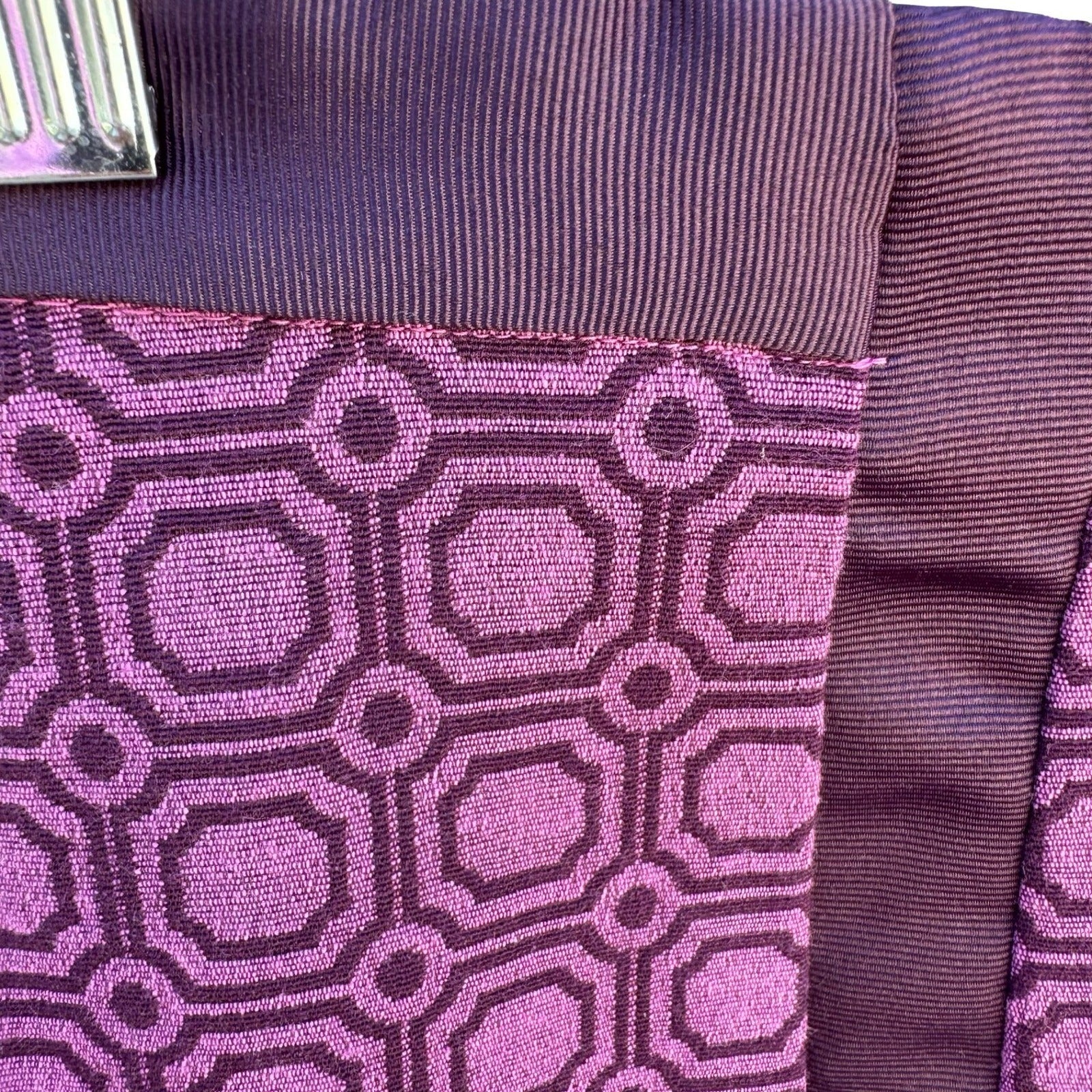 New York & Company Purple Geometric Jacquard Pencil Skirt Grosgrain Trim Size 2