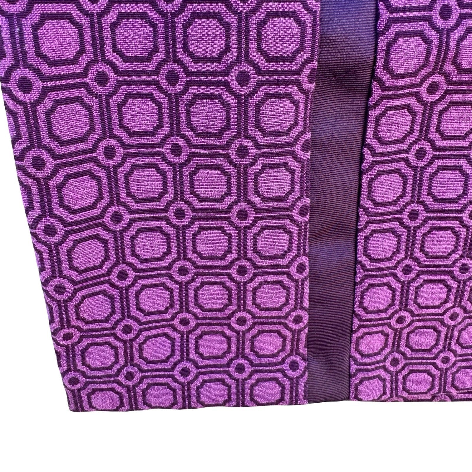 New York & Company Purple Geometric Jacquard Pencil Skirt Grosgrain Trim Size 2