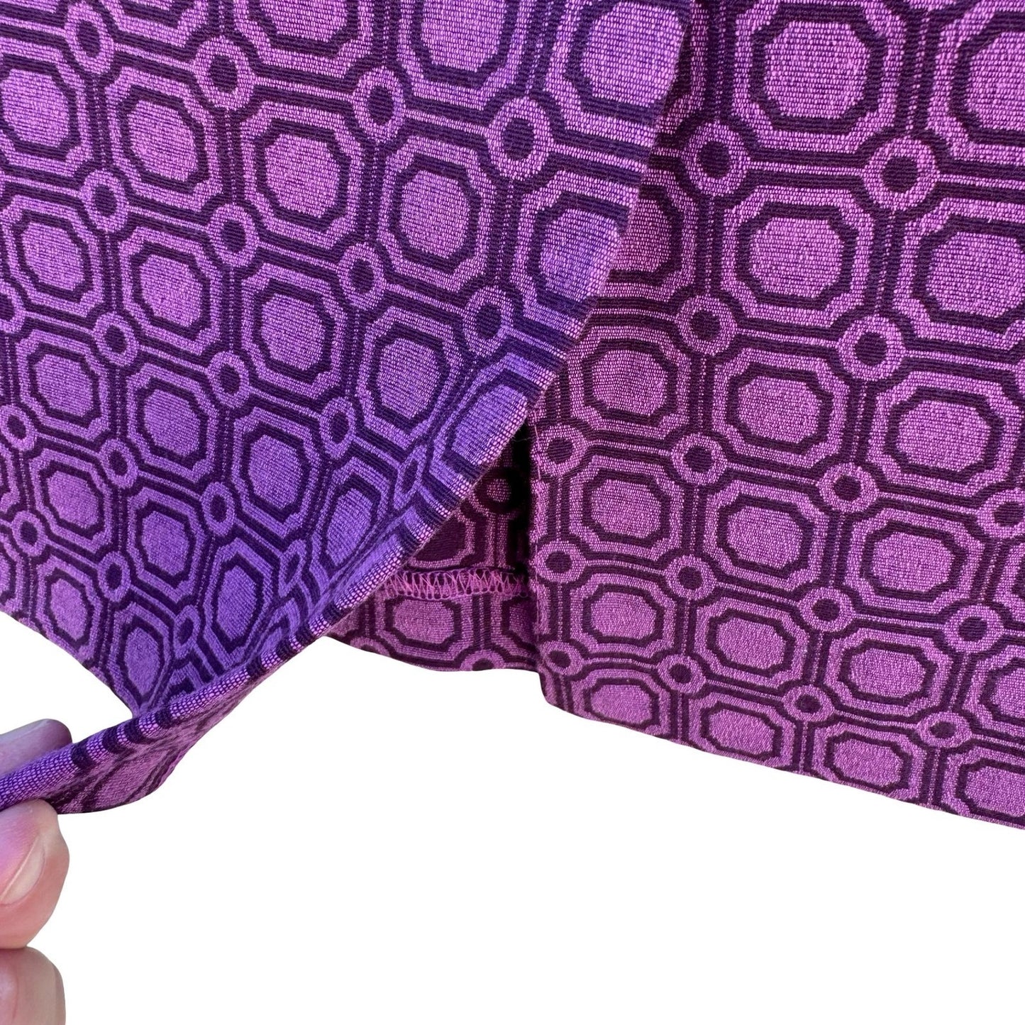 New York & Company Purple Geometric Jacquard Pencil Skirt Grosgrain Trim Size 2