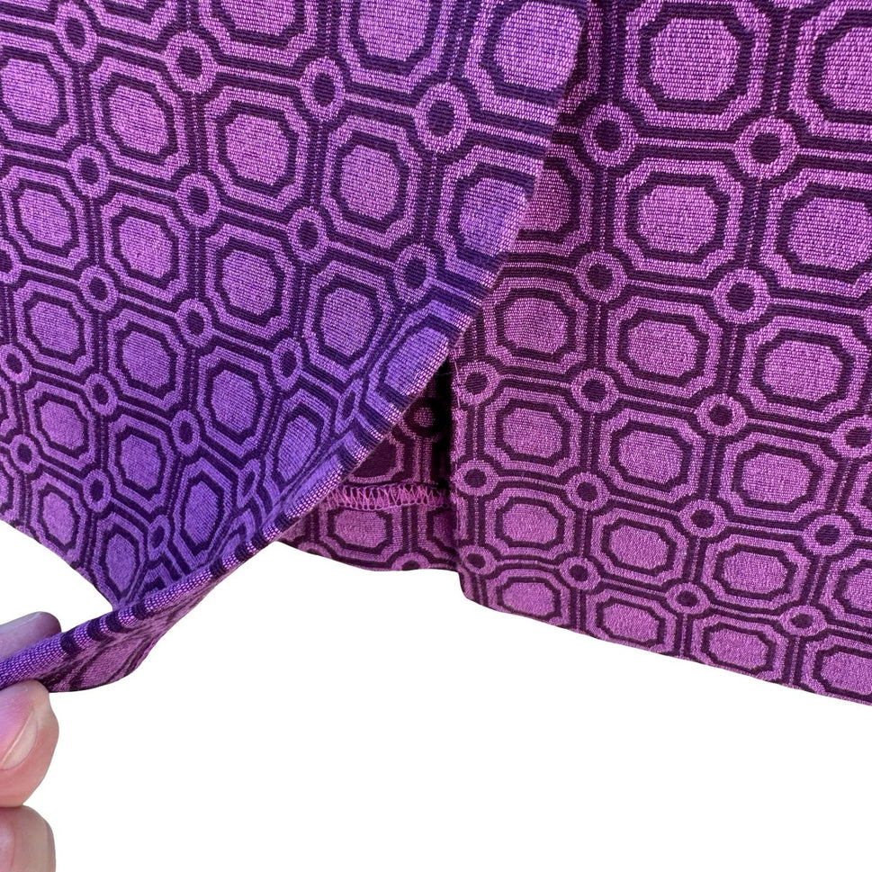 New York & Company Purple Geometric Jacquard Pencil Skirt Grosgrain Trim Size 2