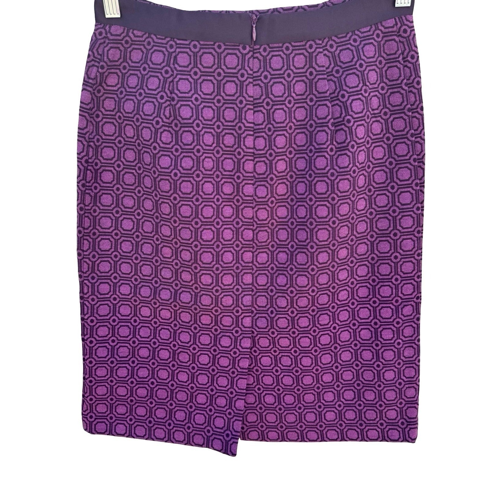 New York & Company Purple Geometric Jacquard Pencil Skirt Grosgrain Trim Size 2