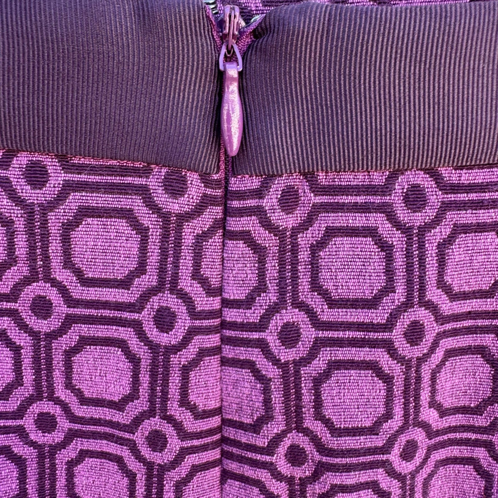 New York & Company Purple Geometric Jacquard Pencil Skirt Grosgrain Trim Size 2