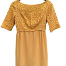 Switch Vintage 1960s Mustard Yellow Soutache Ribbon Sheath Dress Back Bow Midi 60s Mod 3 image