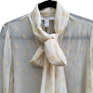 Switch Forever 21 Contemporary Coquette Sheer Tie Neck Polka Dot Chiffon Blouse Cream M 3 image