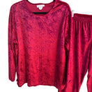 Switch Carole Katz Vintage Red Velvet Burnout 2-Piece Stretch Lounge Top Pants Set L 2 image