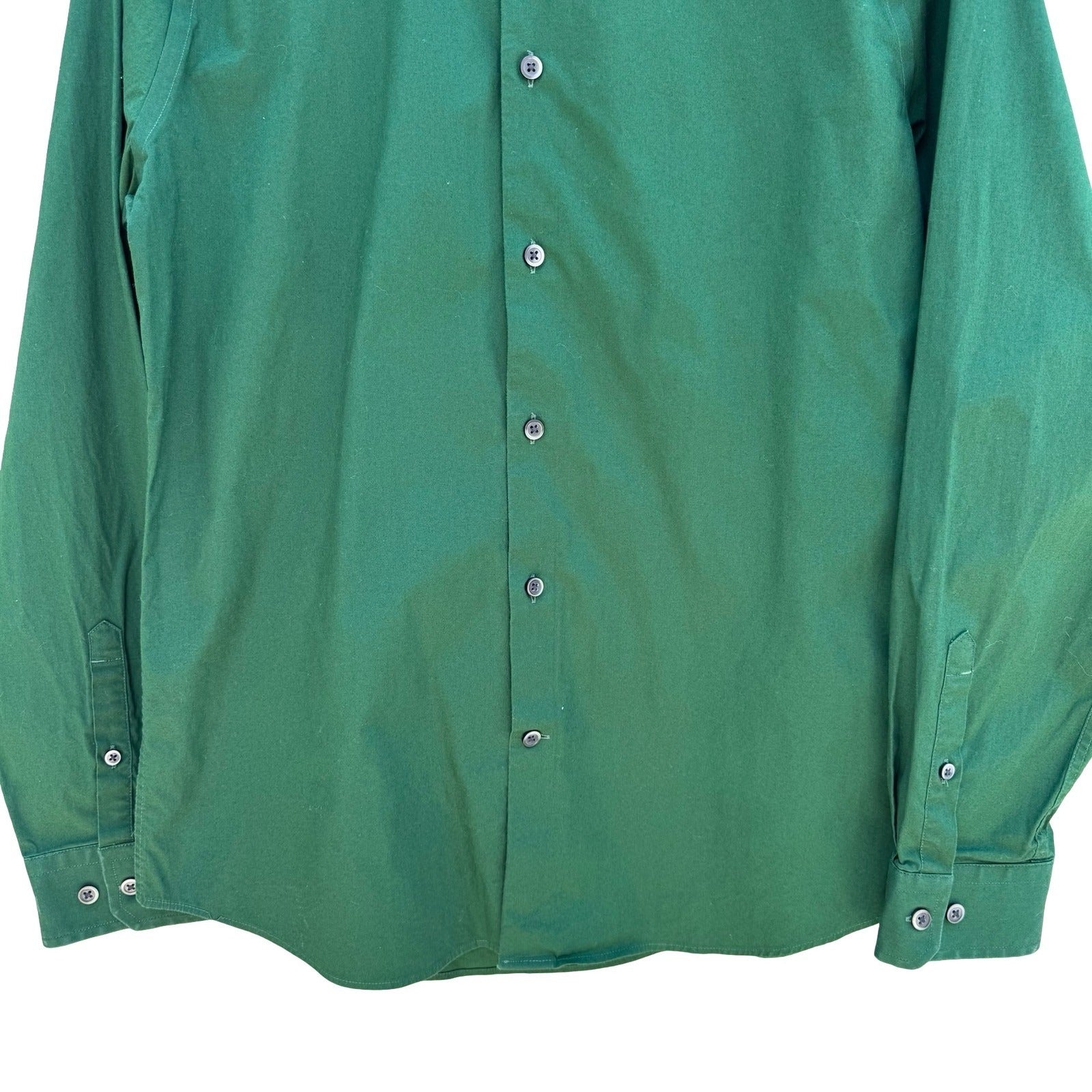 Express 1MX Extra Slim Fit Shirt Mens Medium 15-15.5 Forest Green Button Down
