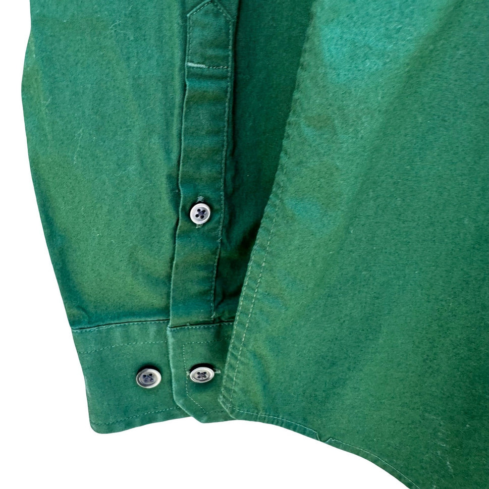Express 1MX Extra Slim Fit Shirt Mens Medium 15-15.5 Forest Green Button Down