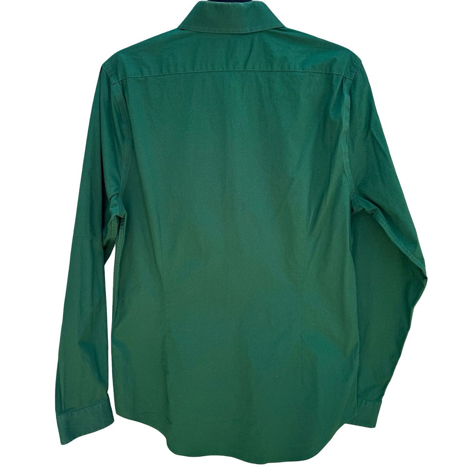 Express 1MX Extra Slim Fit Shirt Mens Medium 15-15.5 Forest Green Button Down
