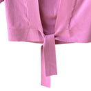 Switch Halogen Womens Pink Cropped Tie Waist Knit Long Sleeve Cardigan Sweater - Small 2 image