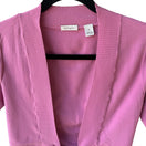 Switch Halogen Womens Pink Cropped Tie Waist Knit Long Sleeve Cardigan Sweater - Small 3 image