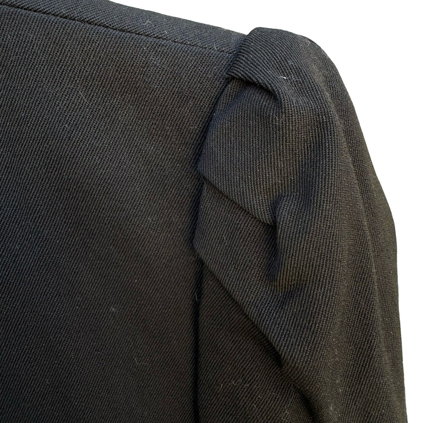 Claude Danielle Vintage 80s Black Puff Shoulder Stand Collar Open Front Blazer