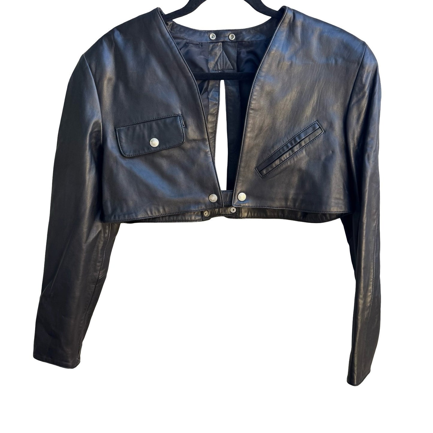 Firenze Vintage 90s Avant Garde Biker Moto Punk Leather Cropped Bolero Jacket