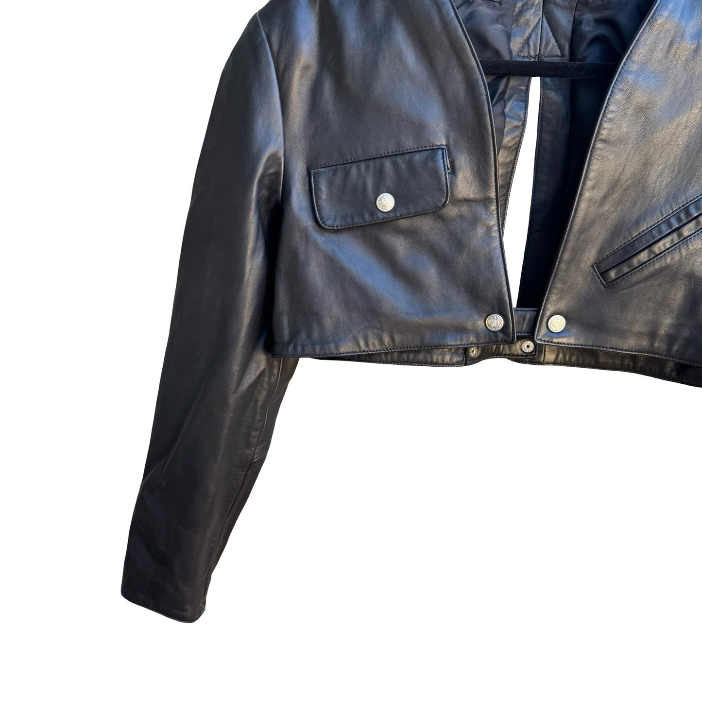 Firenze Vintage 90s Avant Garde Biker Moto Punk Leather Cropped Bolero Jacket
