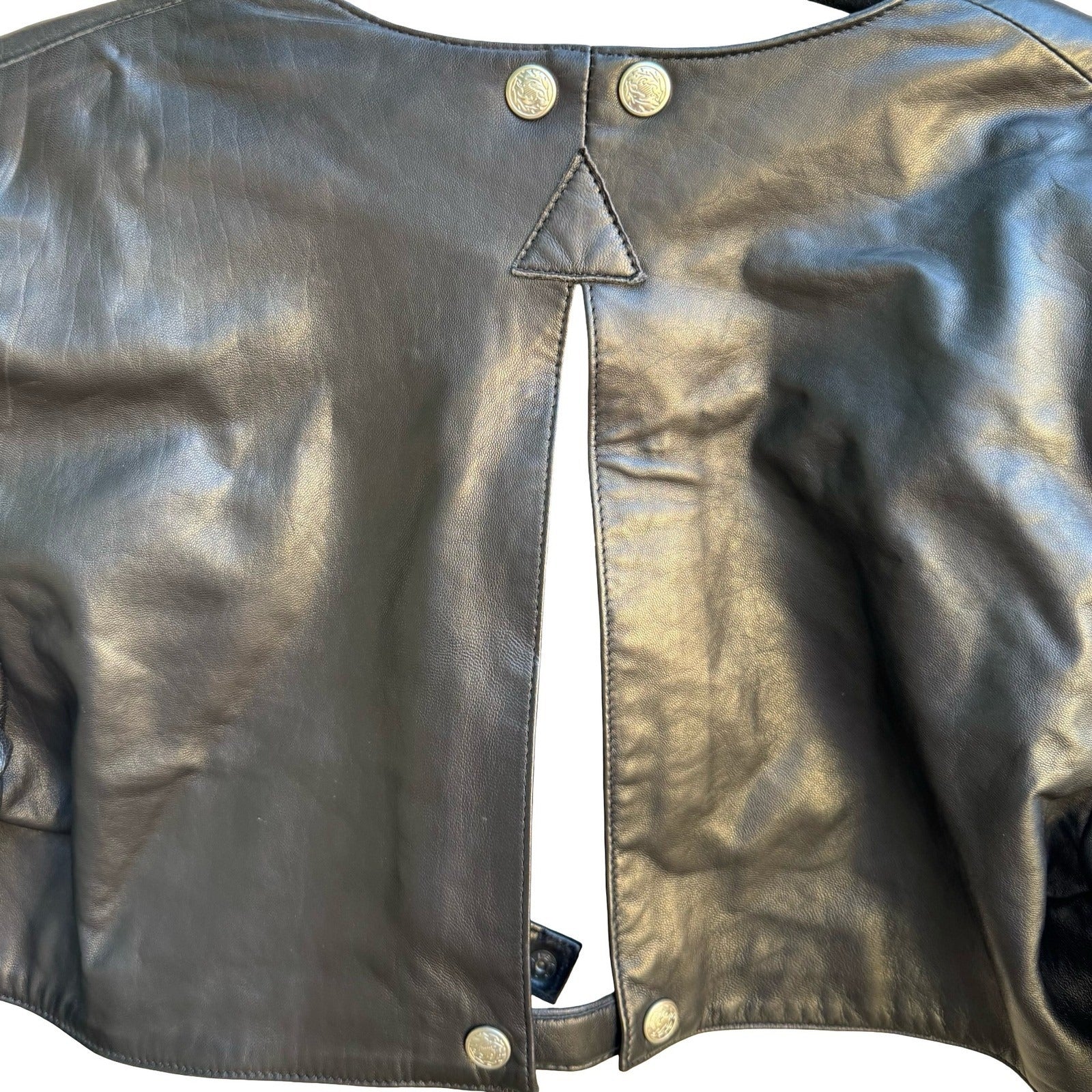 Firenze Vintage 90s Avant Garde Biker Moto Punk Leather Cropped Bolero Jacket