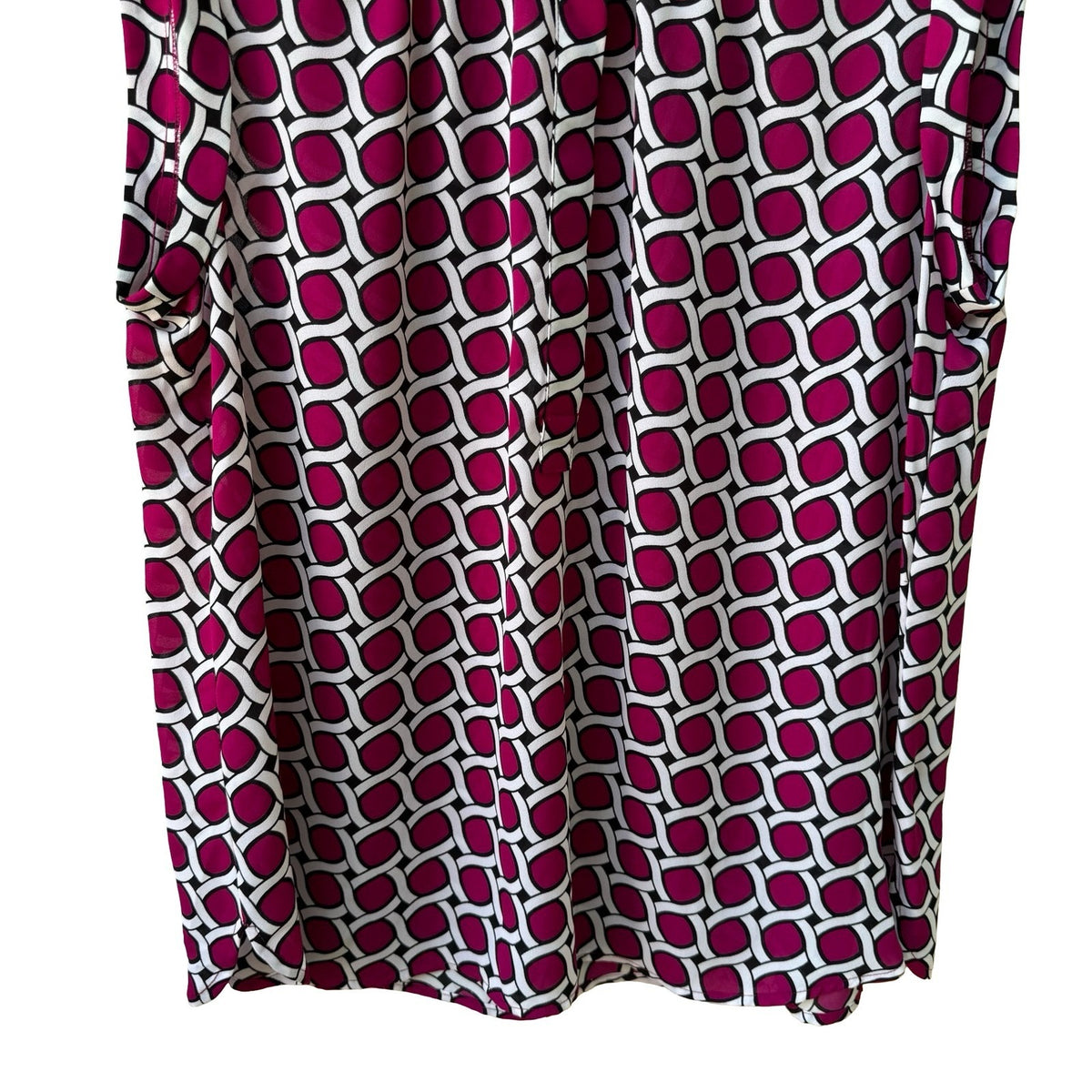 Nine West Mod Careerwear Geometric Chain Link Pleated Neck Sleeveless Blouse XL