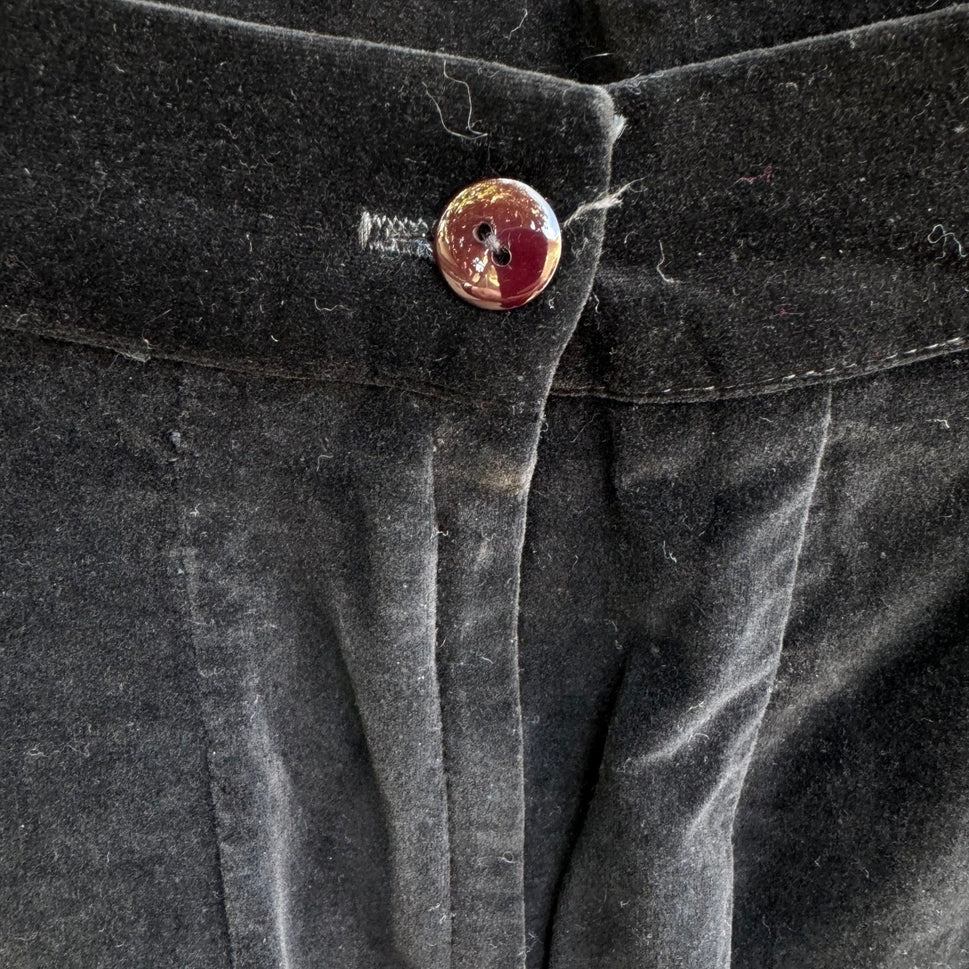 American Classics Vintage Black Velvet Pencil Party Skirt High Waisted Cotton XS