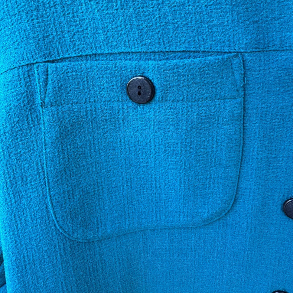 Drapers & Damons Womens Teal Blue 2 Piece Pant Set Medium Button Front Shirt