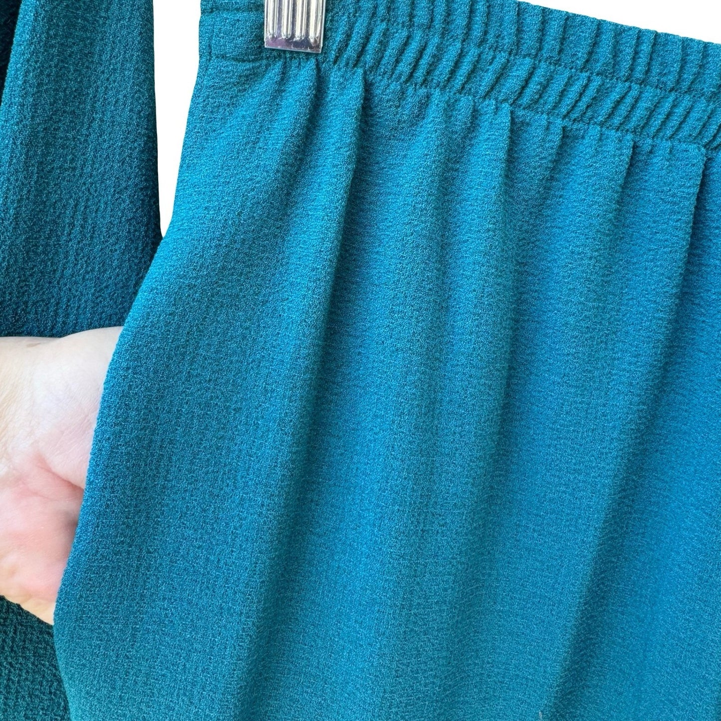 Drapers & Damons Womens Teal Blue 2 Piece Pant Set Medium Button Front Shirt