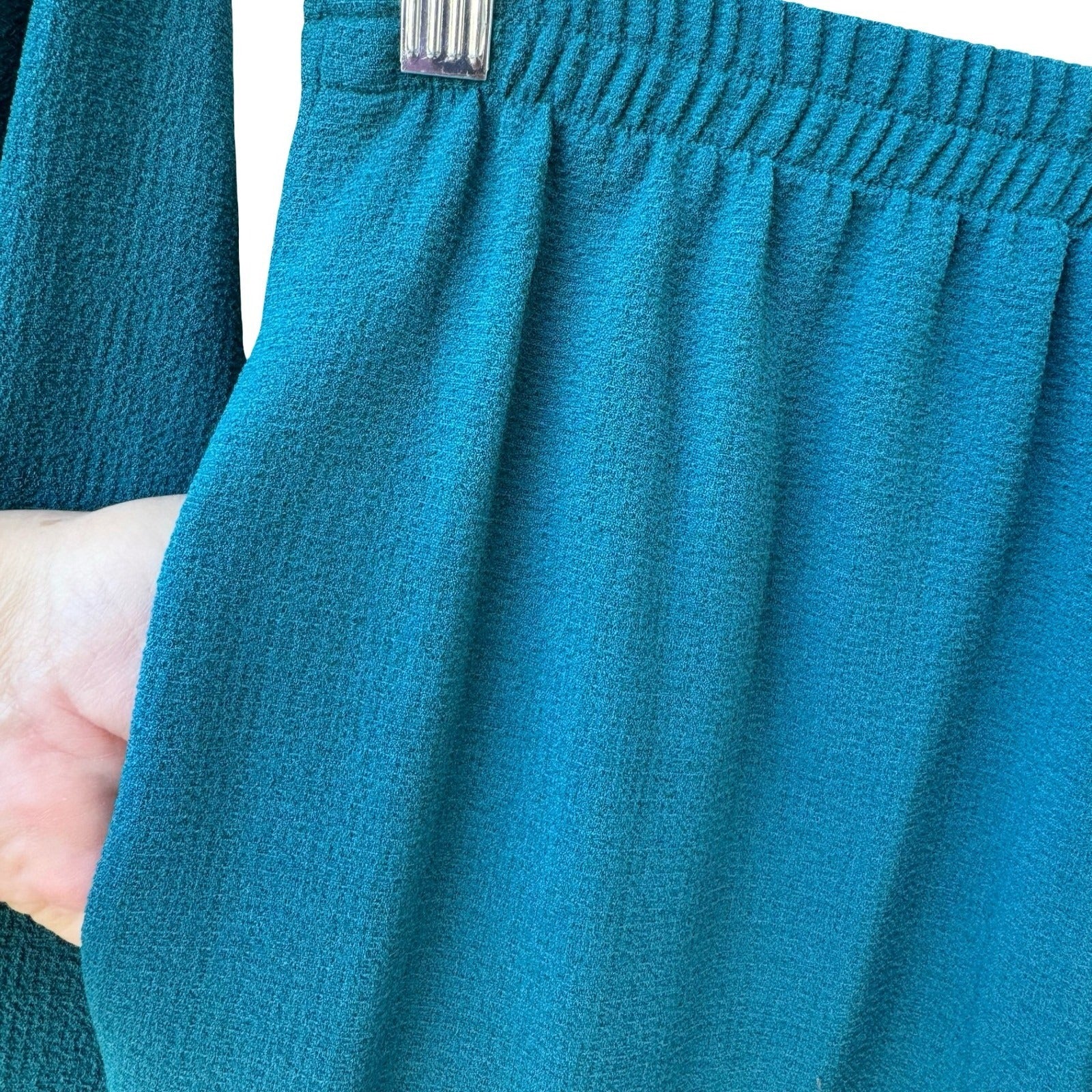 Drapers & Damons Womens Teal Blue 2 Piece Pant Set Medium Button Front Shirt